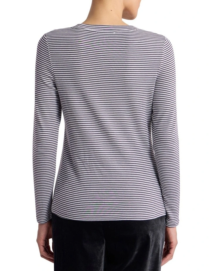 Margie Stripe Top in Charcoal Stripe image 4