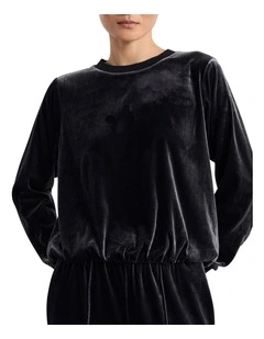 Ferrara Velour Top in Charcoal