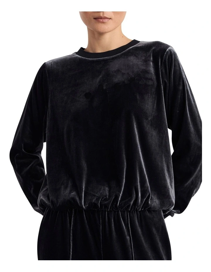 Ferrara Velour Top in Charcoal image 1