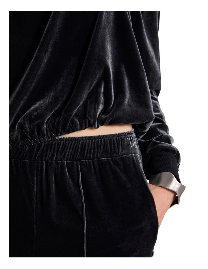 Ferrara Velour Top in Charcoal image 3