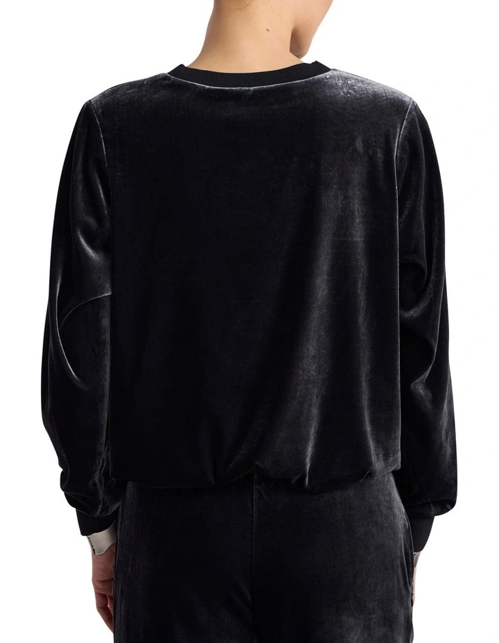 Ferrara Velour Top in Charcoal image 4