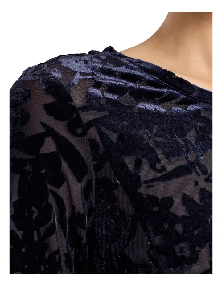 Aster Velvet Burnout Top in Navy image 3