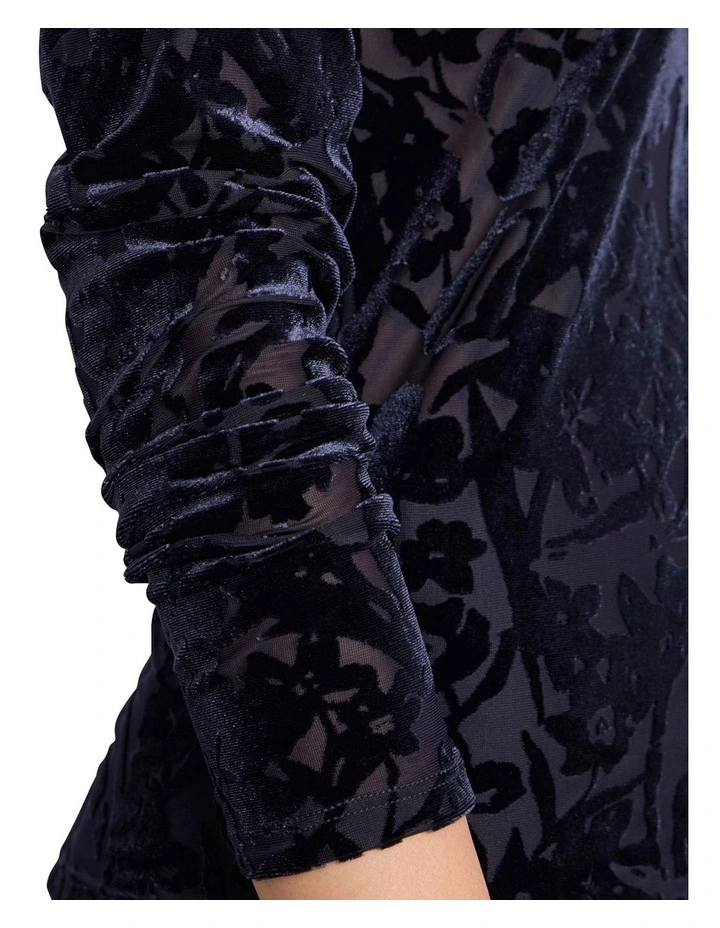 Aster Velvet Burnout Top in Navy image 4