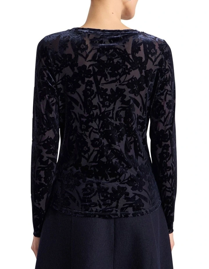 Aster Velvet Burnout Top in Navy image 5