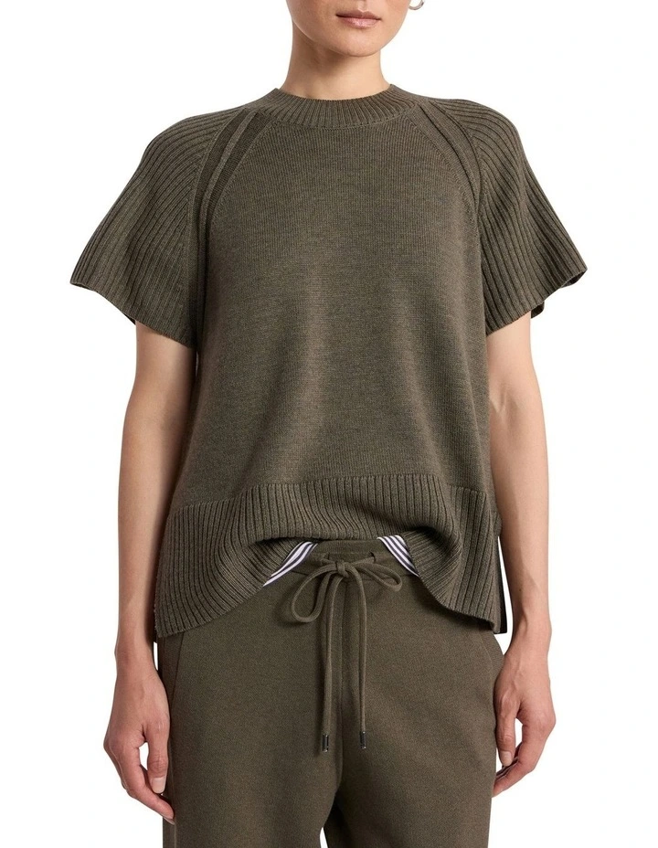 Anwar Merino Knit Vest in Olio Green image 1