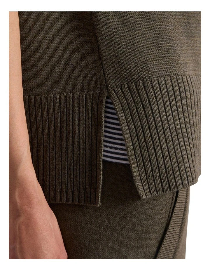 Anwar Merino Knit Vest in Olio Green image 3