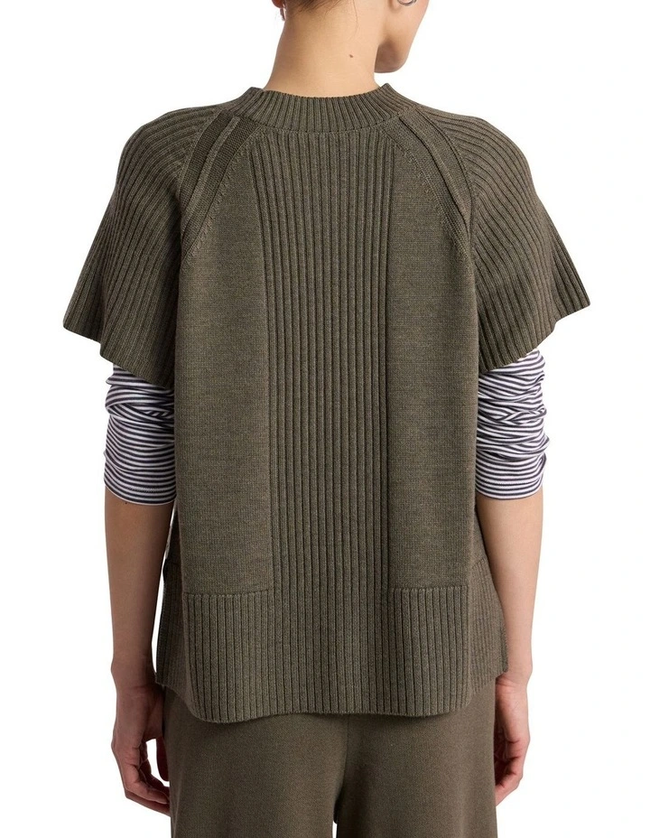 Anwar Merino Knit Vest in Olio Green image 5