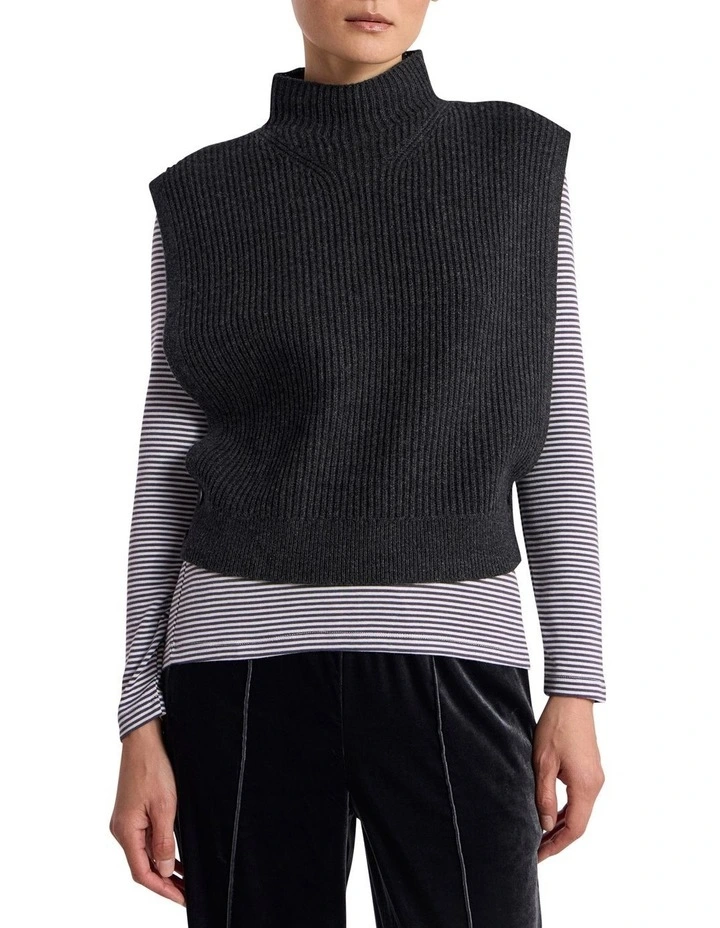 Ari Wool Blend Gilet in Charcoal Melange image 1