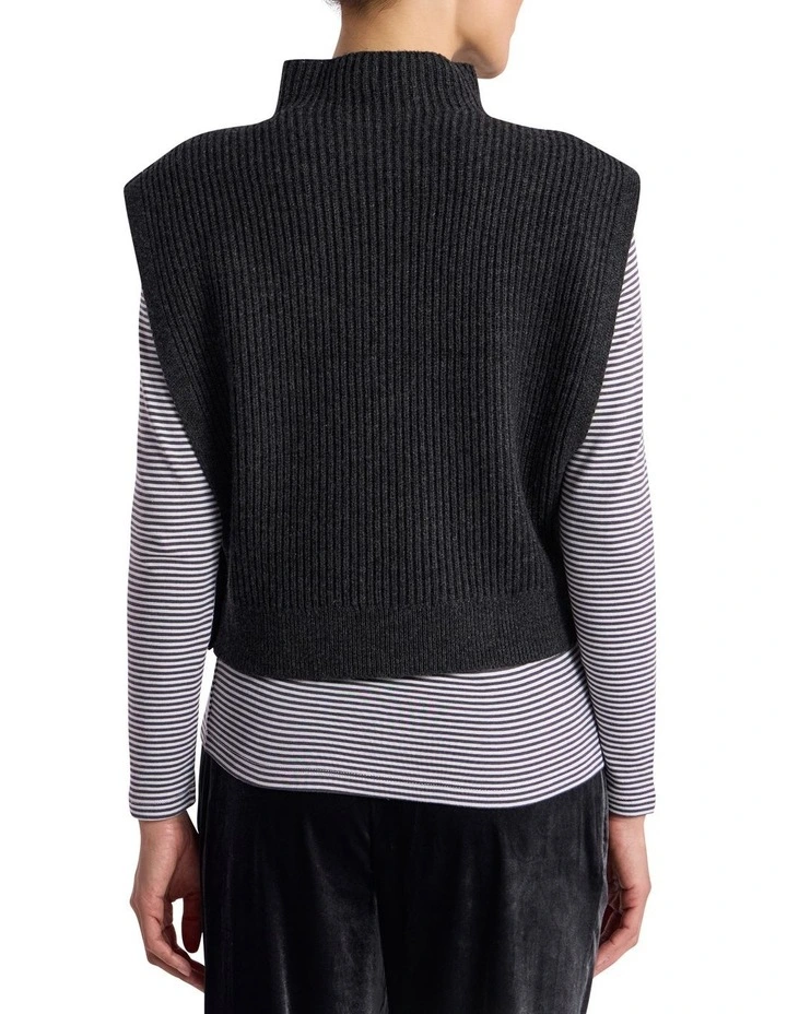 Ari Wool Blend Gilet in Charcoal Melange image 5