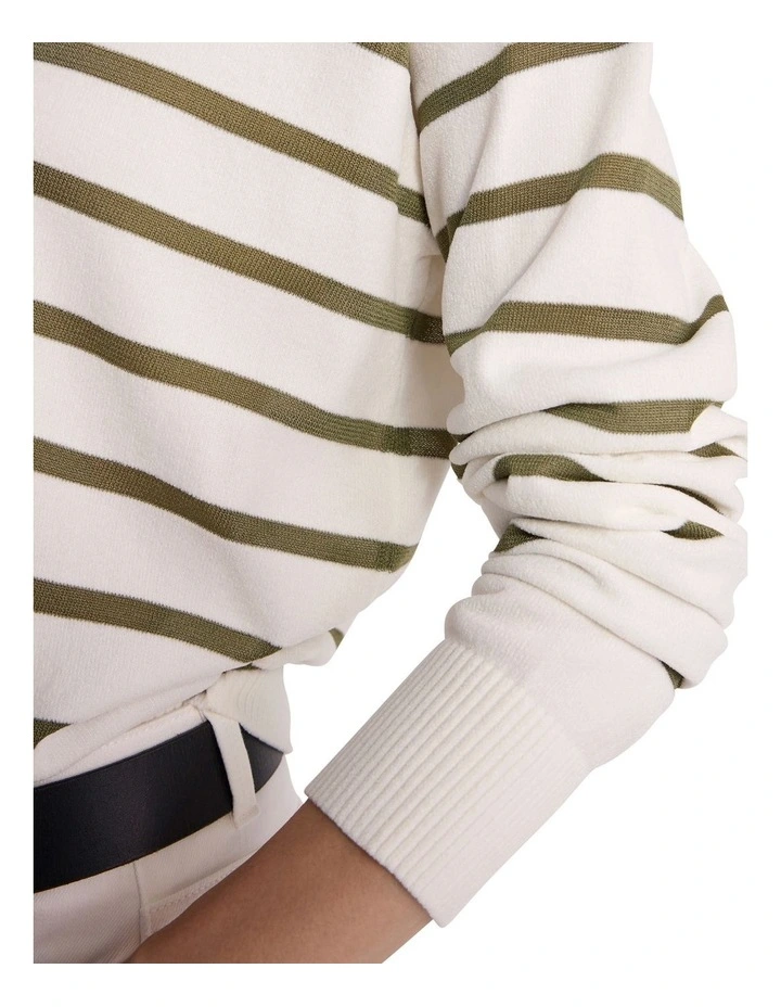 Kasey Velvet Stripe Knit in Ivory/Olio Stripe image 3