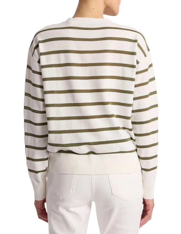 Kasey Velvet Stripe Knit in Ivory/Olio Stripe image 4