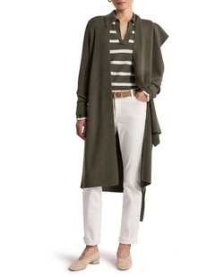 Valence Merino Longline Cardigan in Olio Green