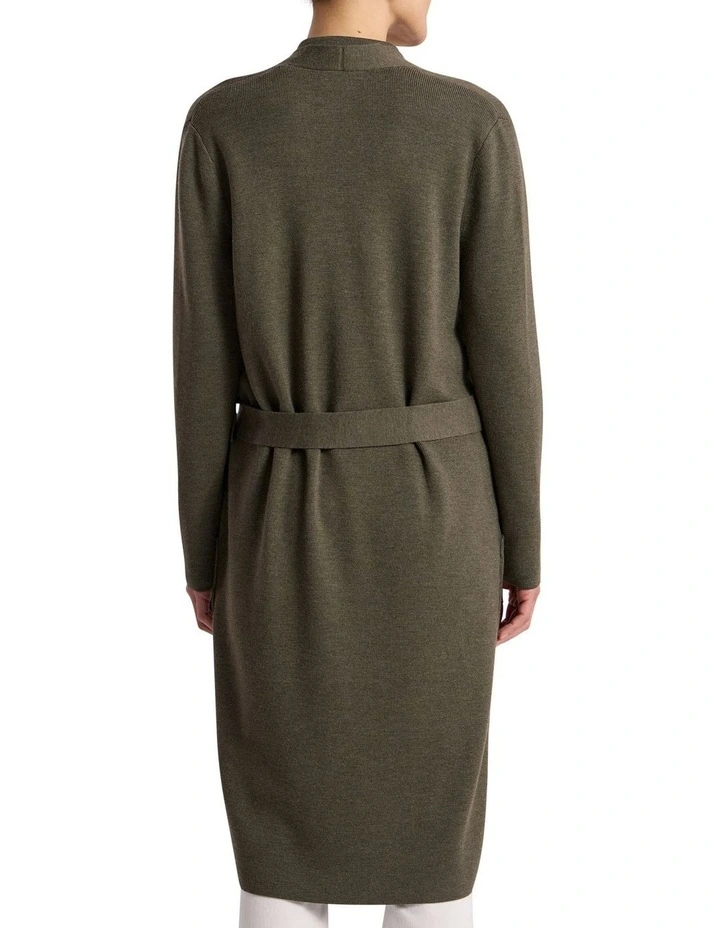 Valence Merino Longline Cardigan in Olio Green image 4