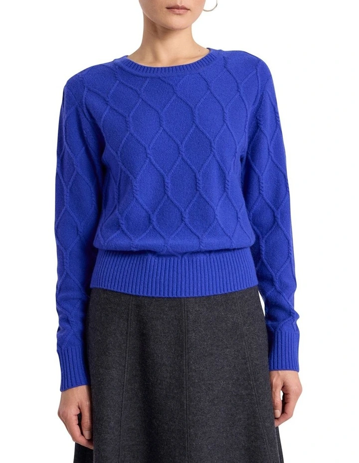 Kehlani Cashmere Knit Jumper in Royale Blue image 1