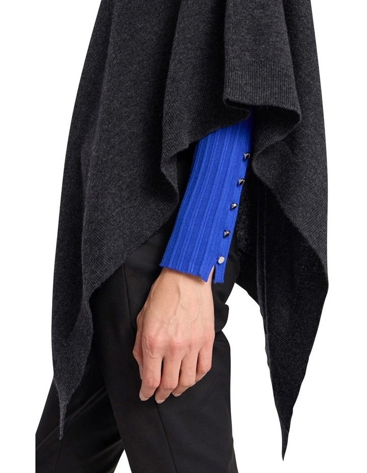 Ettienne Merino Poncho in Charcoal image 4