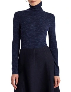 Bridget Merino Knit Top in Navy Melange