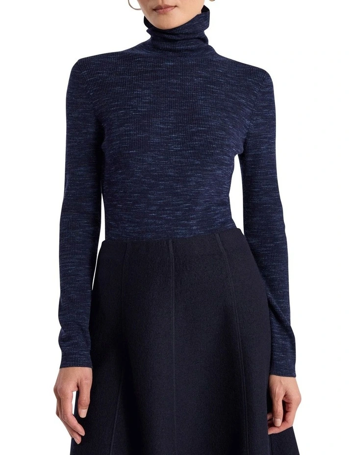 Bridget Merino Knit Top in Navy Melange image 1