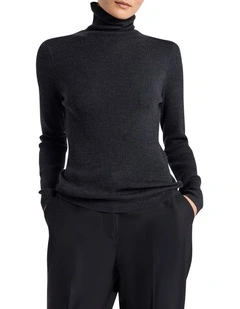 Bridget Merino Knit Top in Charcoal Melange