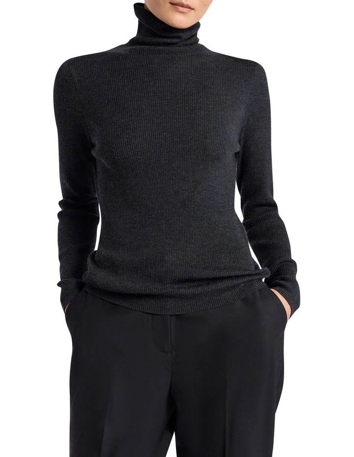 Bridget Merino Knit Top in Charcoal Melange image 1