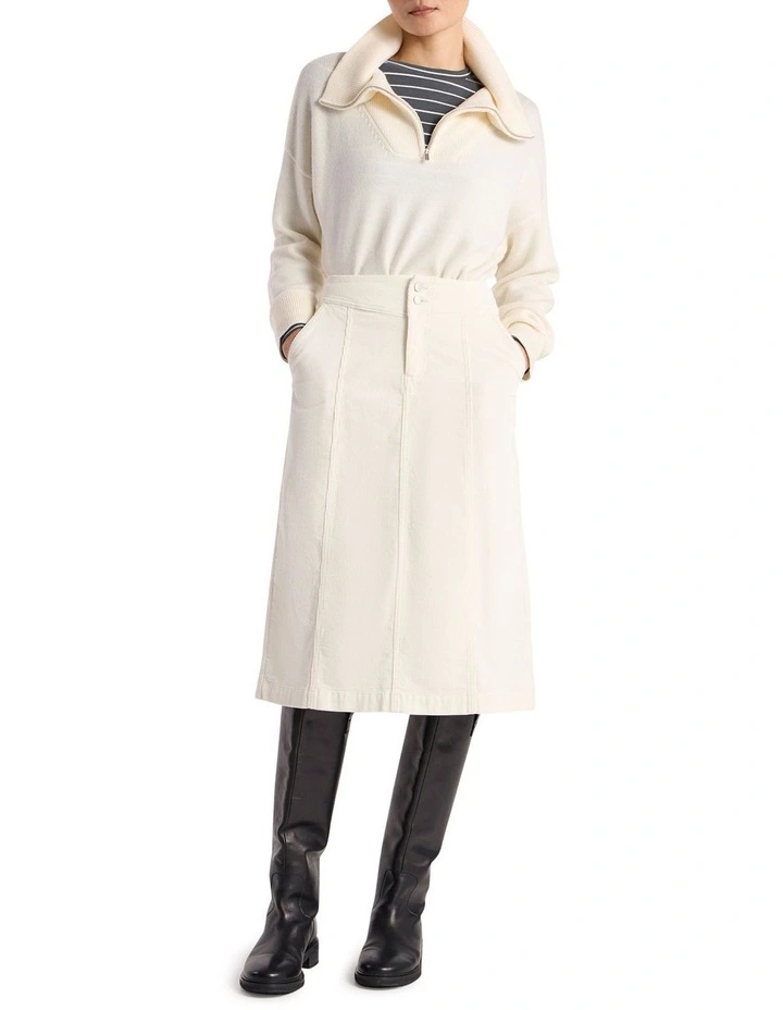Iiona Corduroy Skirt in Ivory image 1