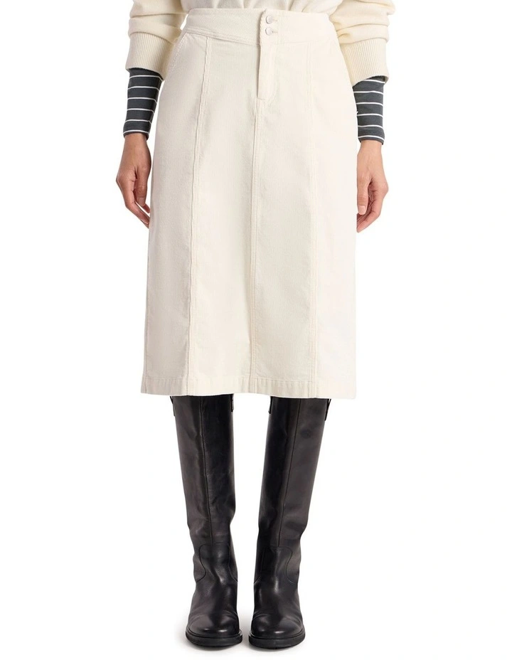 Iiona Corduroy Skirt in Ivory image 2