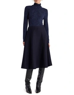 Elvira Felted Wool Skirt in Navy