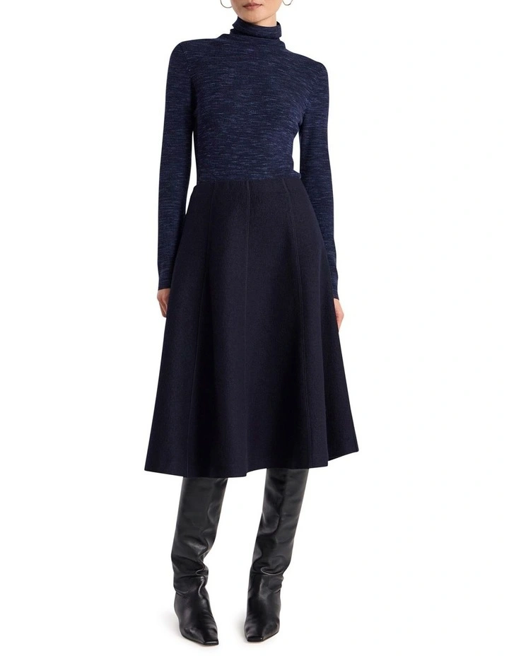 Elvira Felted Wool Skirt in Navy image 1