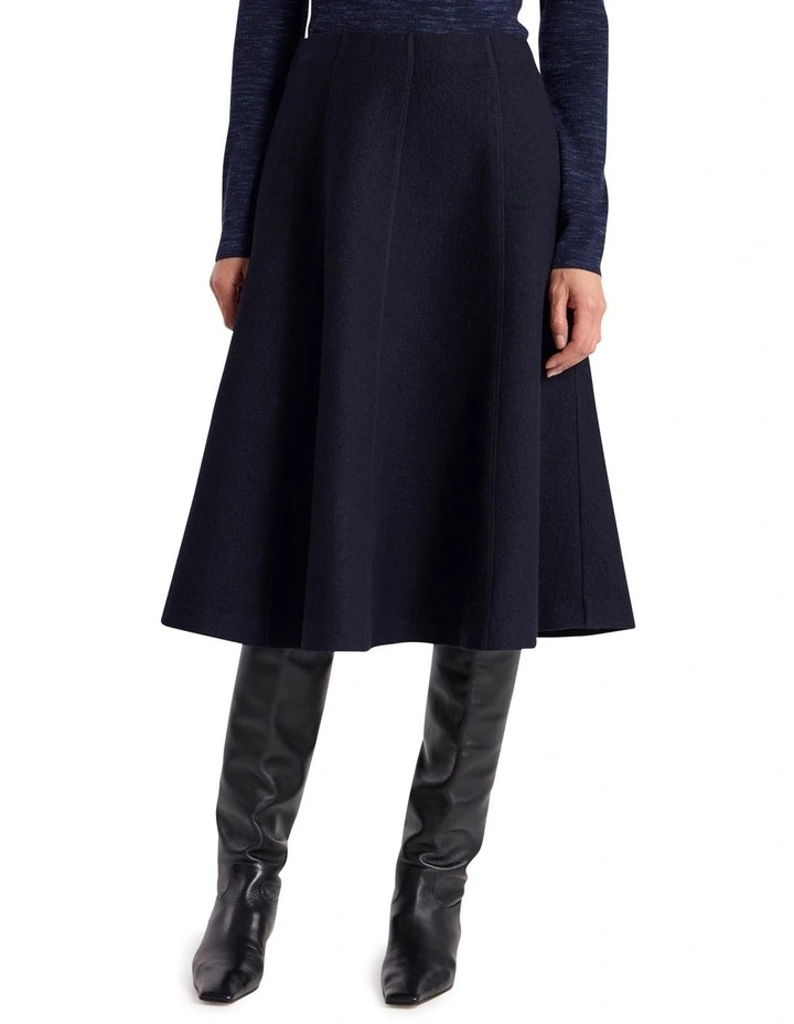 Elvira Felted Wool Skirt in Navy image 2