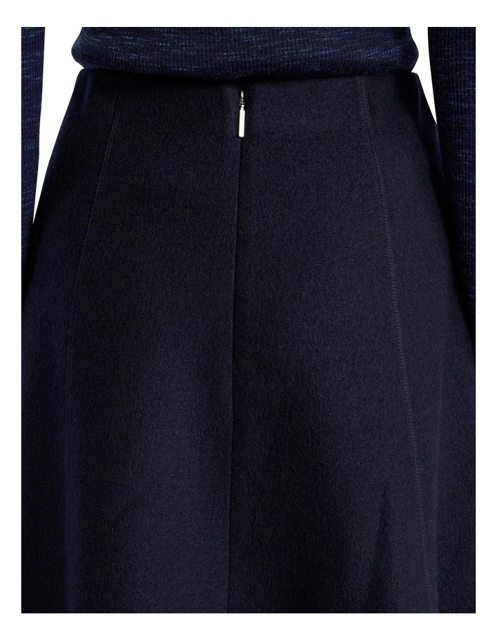 Elvira Felted Wool Skirt in Navy image 4