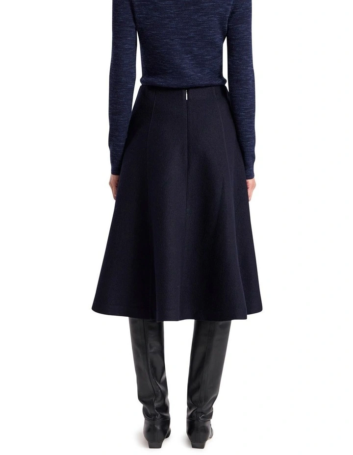 Elvira Felted Wool Skirt in Navy image 5