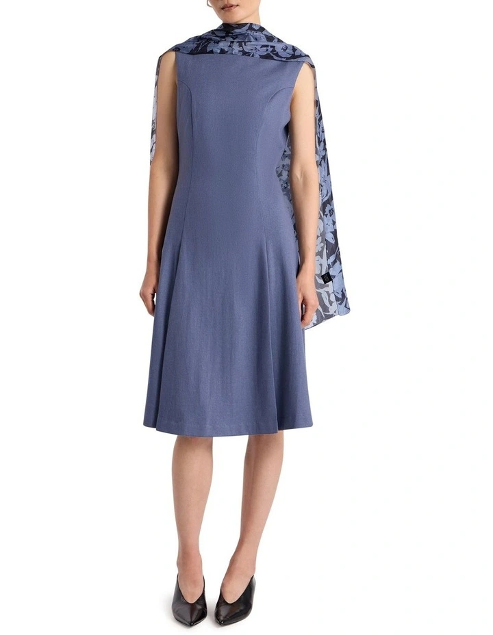 Kalen Flannel Merino Dress in Steel Blue image 1
