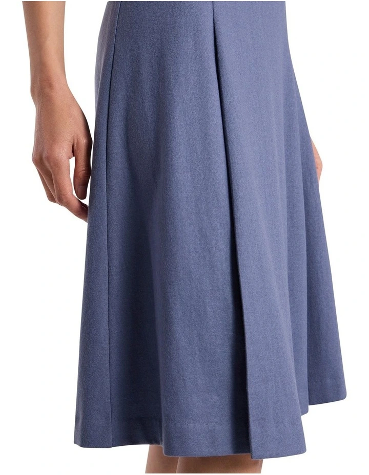 Kalen Flannel Merino Dress in Steel Blue image 3