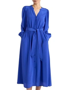 Leander Silk Dress in Royale Blue