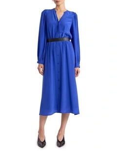 Leander Silk Dress in Royale Blue