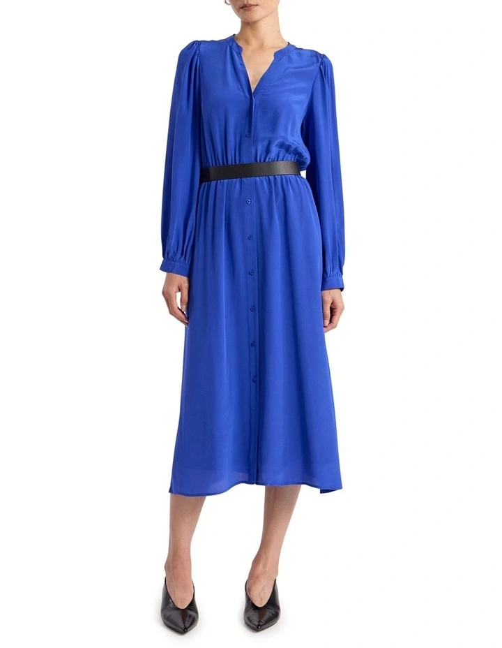 Leander Silk Dress in Royale Blue image 1