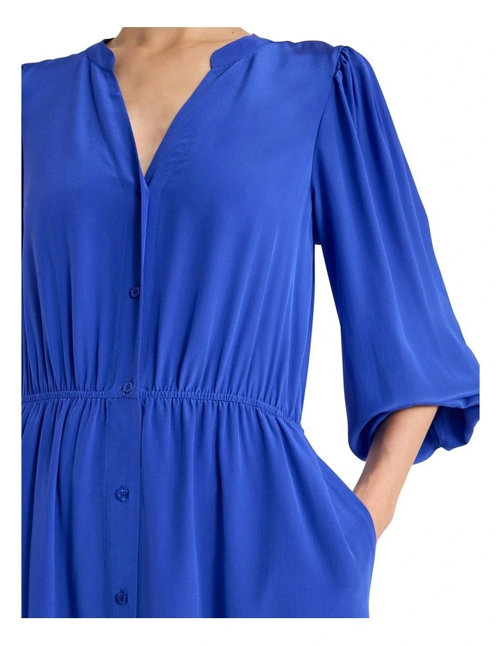 Leander Silk Dress in Royale Blue image 2