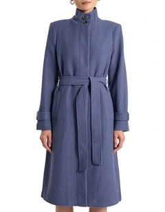 Abrielle Felted Wool Coat in Steel Blue