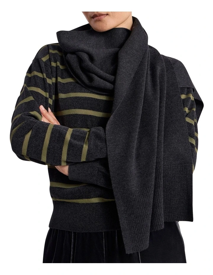 Valence Merino Knit Scarf in Charcoal Melange image 1