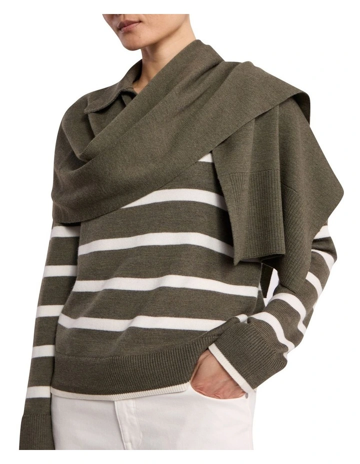 Valence Merino Knit Scarf in Olio Green image 1