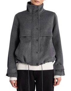 Stasha Brushed Jacket in Dark Grey Melange