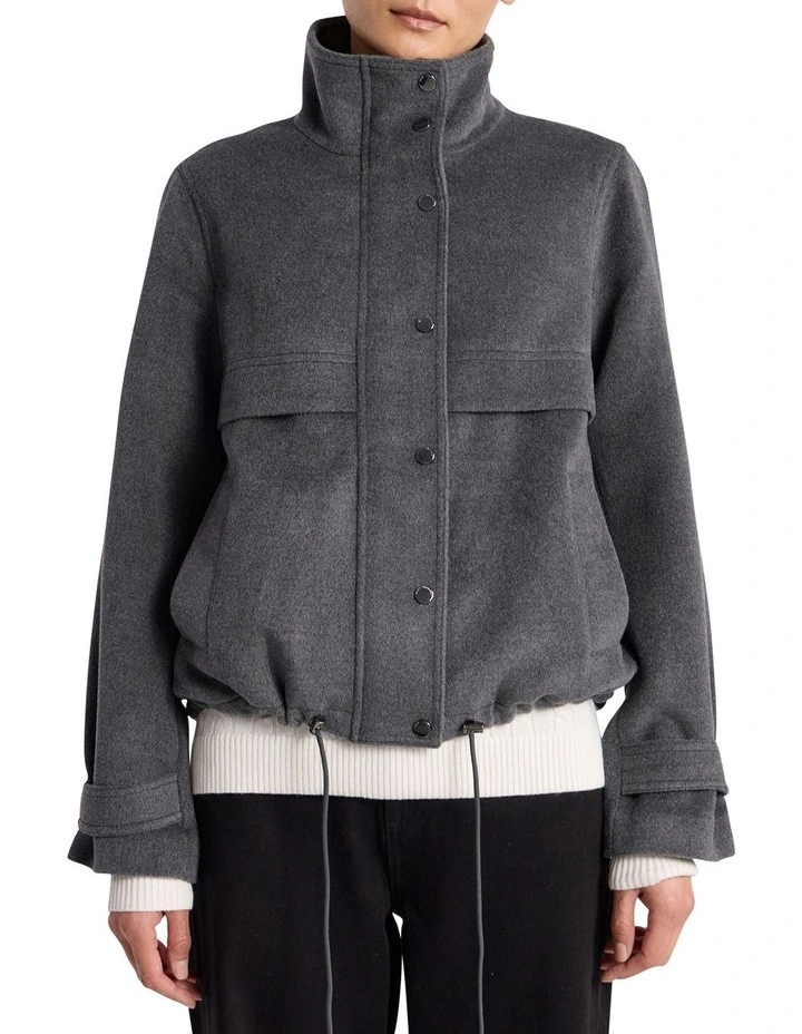 Stasha Brushed Jacket in Dark Grey Melange image 1
