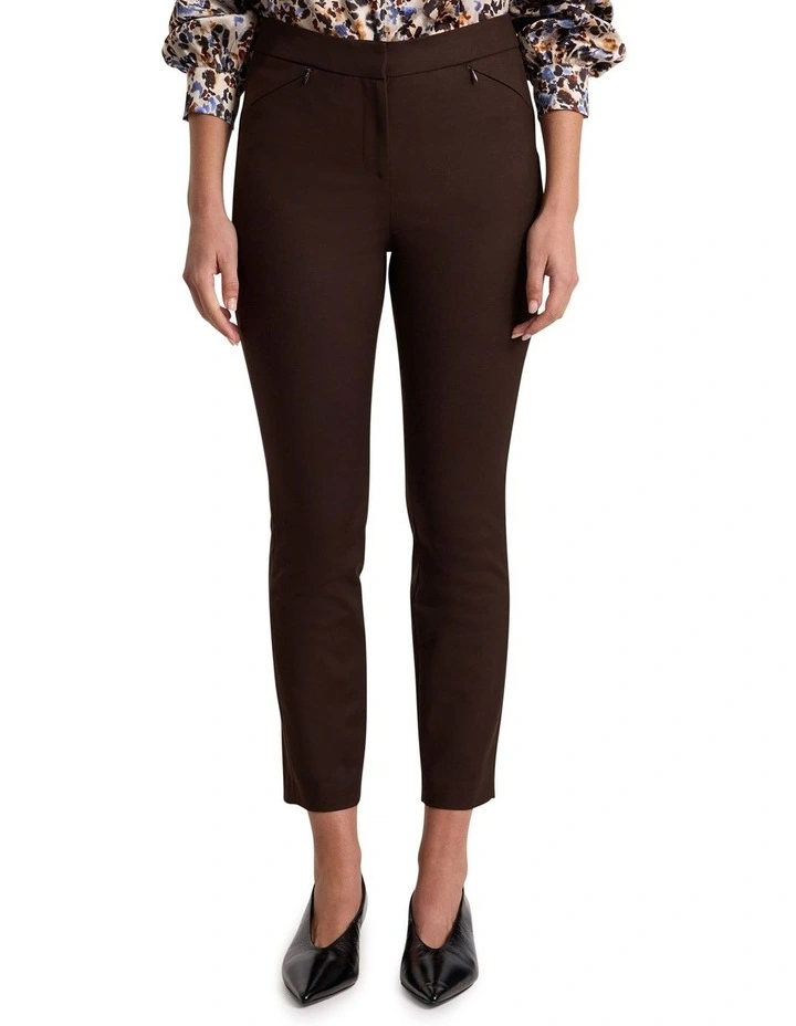 Sarah Compact Cotton Pant in Coffee image 2