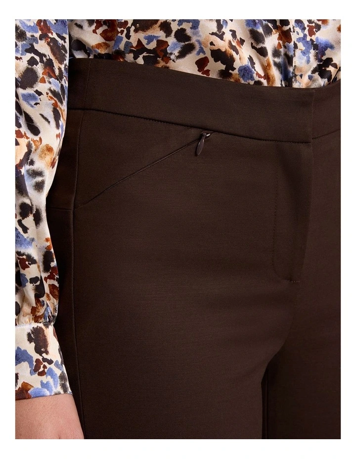 Sarah Compact Cotton Pant in Coffee image 3