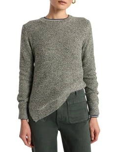 Moss Stitch Knit Jumper in Nori Green Melange