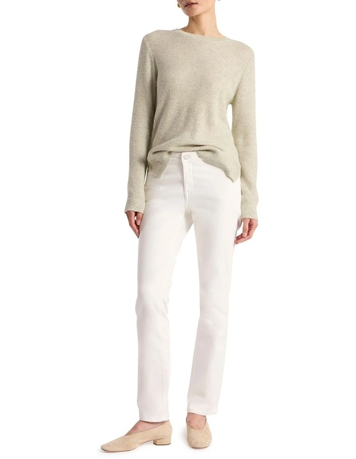 Moss Stitch Knit Shwter in Mojito Green Melange image 2