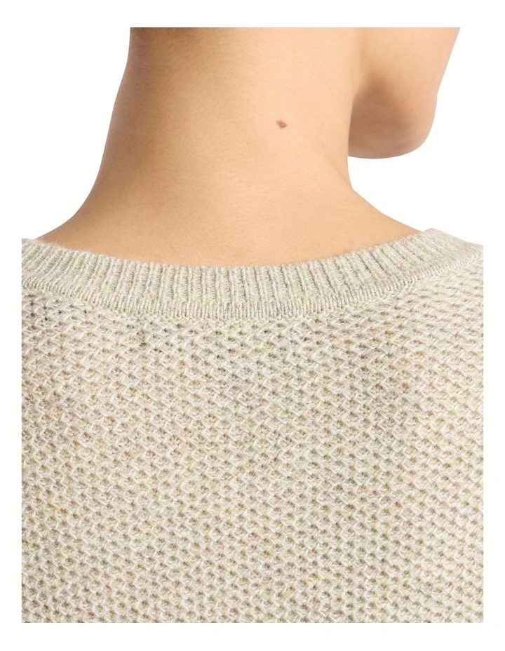 Moss Stitch Knit Shwter in Mojito Green Melange image 3