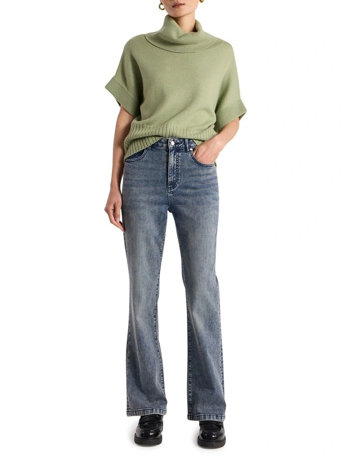 Roll Neck Gilet Jumper in Mojito Green image 2