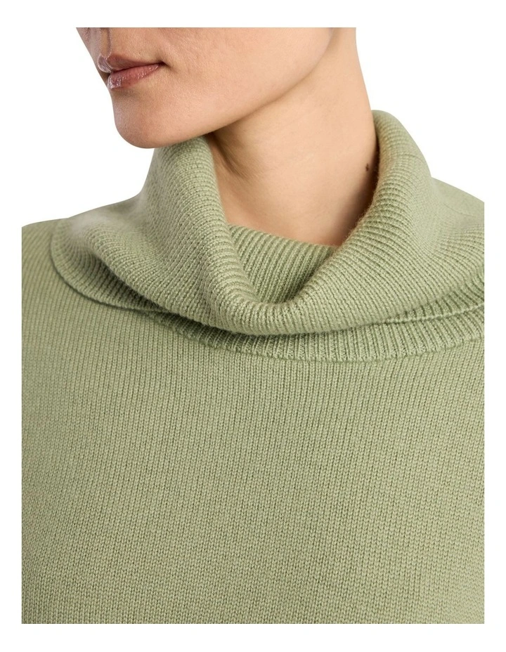 Roll Neck Gilet Jumper in Mojito Green image 3