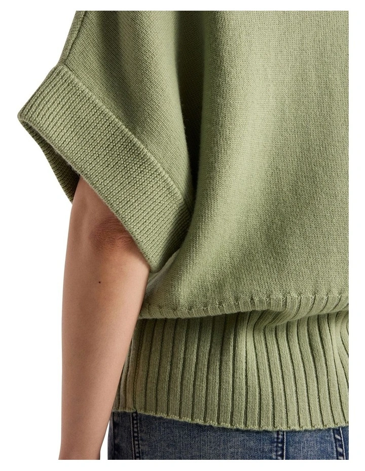 Roll Neck Gilet Jumper in Mojito Green image 4
