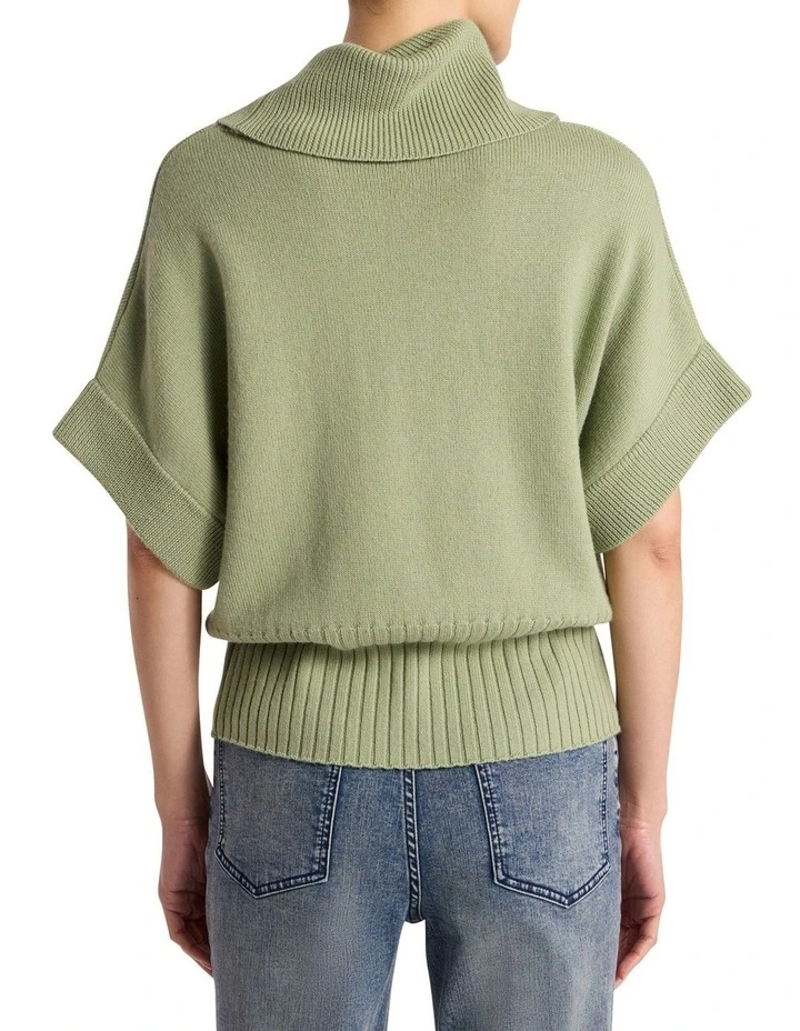 Roll Neck Gilet Jumper in Mojito Green image 5